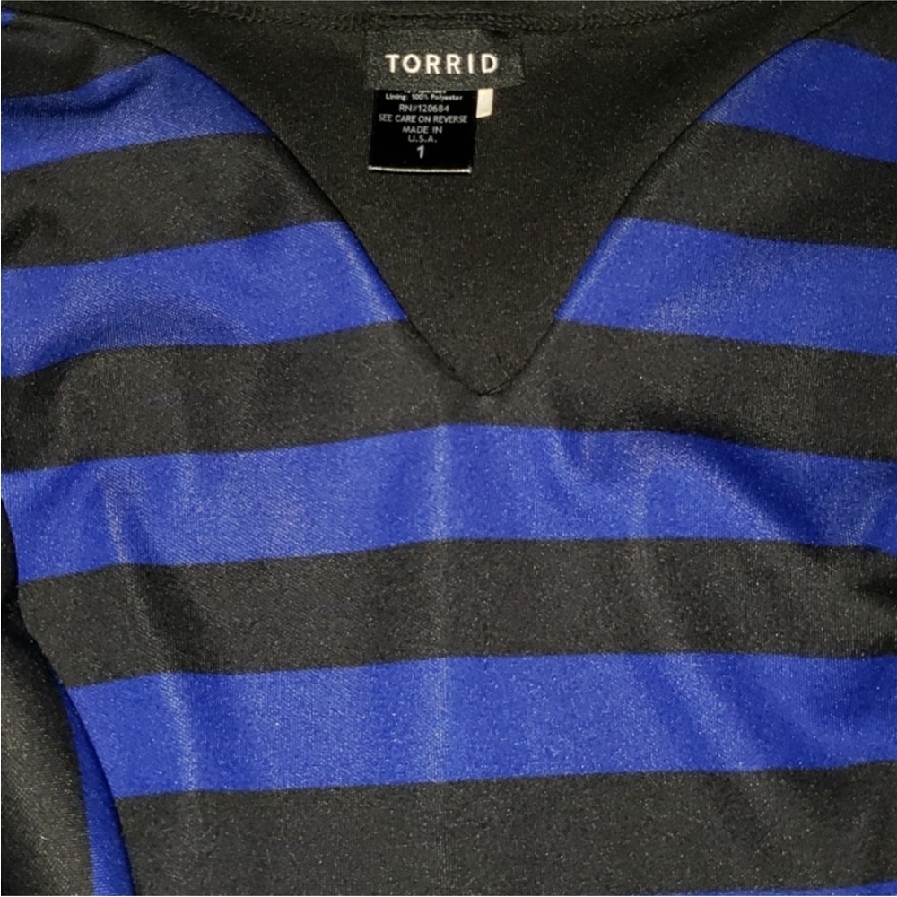 TORRID Plus Size Elegant Blue and Black Striped Midi Dress. EUC - Like New. - Picture 4 of 6